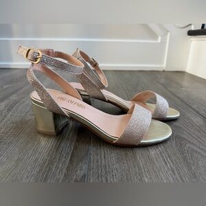 Dream Pairs Women's Sparkly Gold Block Heel Sandals - Size 5.5